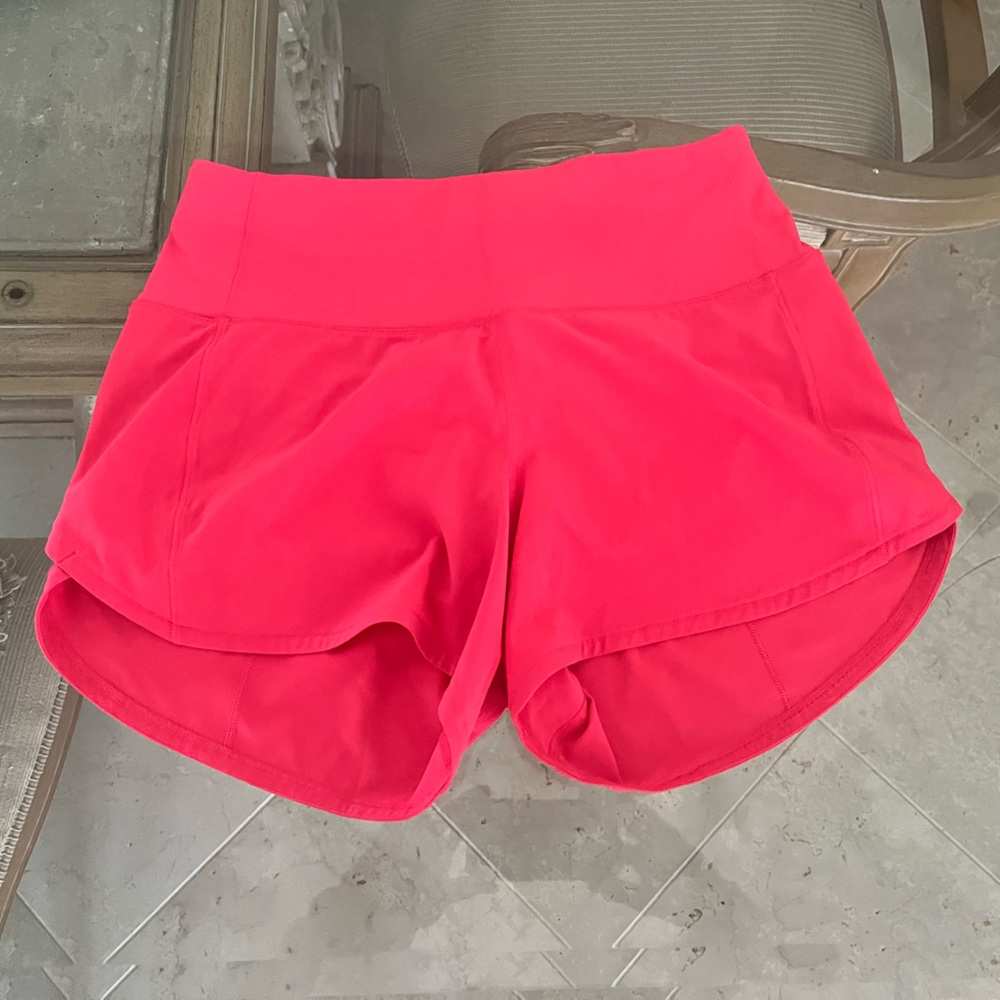 Lululemon Athletica Speed Up High Rise Lined 4” Shorts size 4 Lip Gloss Pink